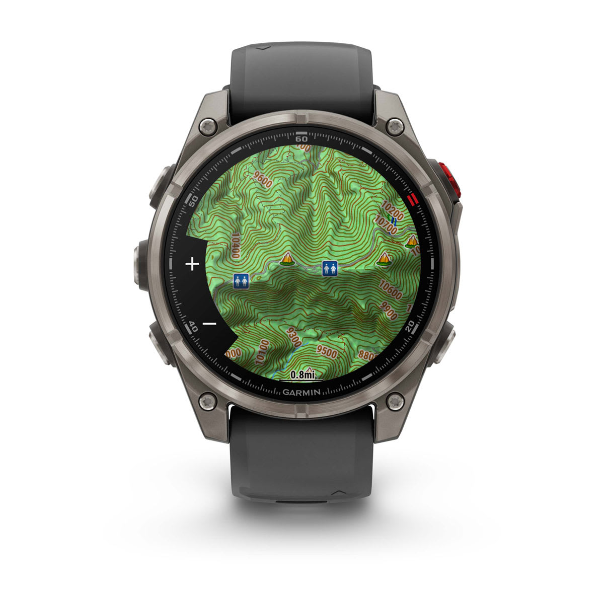 fēnix® 8 Pro – 47 mm, AMOLED, Sapphire, titan med silikonarmband i Graphite/Svart – Garmin