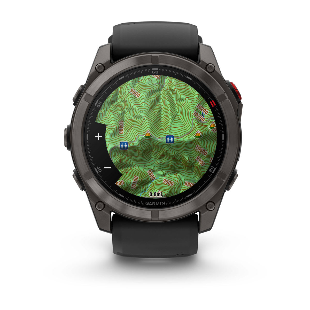 fēnix® 8 Pro – 51 mm, AMOLED, Sapphire, Carbon Grey DLC-titanium med Svart/Pebble Grey silikonarmband – Garmin