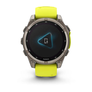 fēnix® 8 – 47 mm, Solar, Sapphire, Titanium med Amp Yellow/Graphite silikonarmband – Garmin
