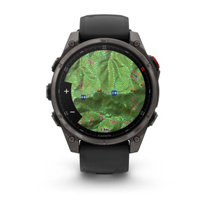fēnix® 8 Pro – 47 mm, AMOLED, Sapphire, Carbon Grey DLC-titanium med Svart/Pebble Grey silikonarmband – Garmin