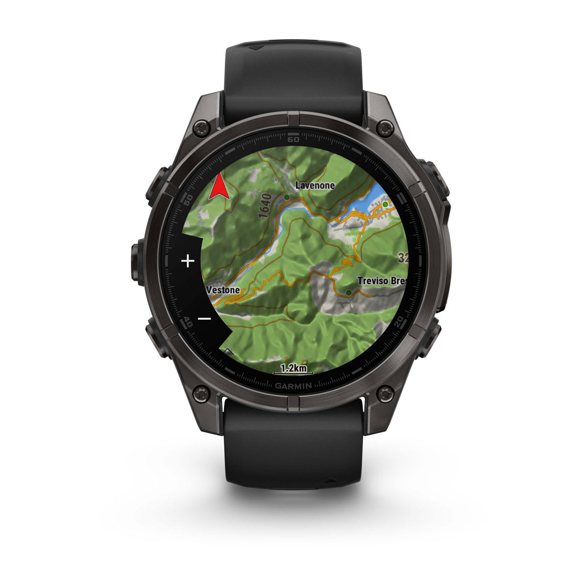 fēnix® 8 – 47 mm, AMOLED, Sapphire, Carbon Grey DLC-titanium med Svart/Pebble Grey silikonarmband – Garmin