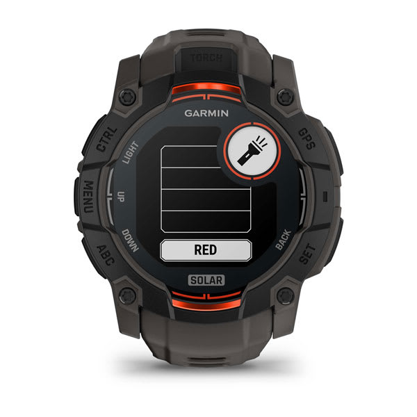 Instinct® 3 – 50 mm, Solar, Svart med Charcoal Rem – Garmin