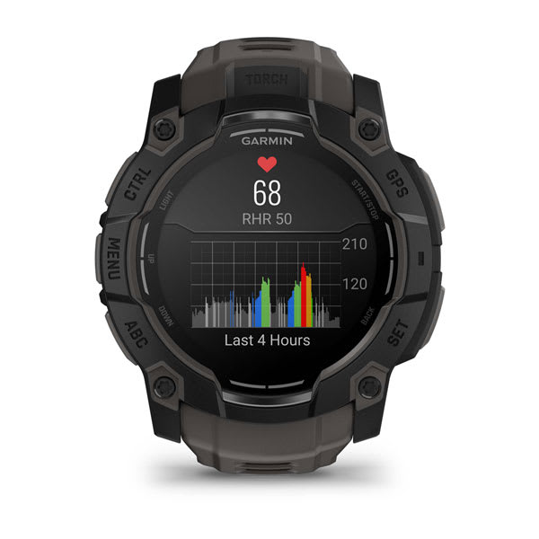 Instinct® 3 – 50 mm, AMOLED, Svart med Charcoal rem – Garmin