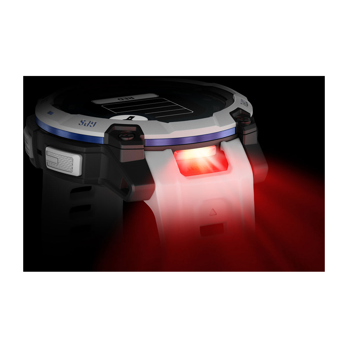 Instinct® 3 – 45 mm, Solar, Whitestone med Whitestone/Bolt Blue rem – Garmin