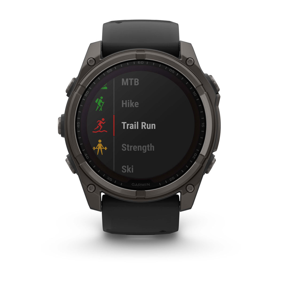fēnix® 8 – 51 mm, Solar, Sapphire, Carbon Grey DLC-titanium med Svart/Pebble Grey silikonarmband – Garmin
