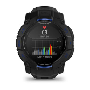 Instinct® 3 – 50 mm, AMOLED, Svart med Svart/Bolt Blue rem – Garmin