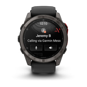 fēnix® 8 Pro – 51 mm, MicroLED, Sapphire, Carbon Grey DLC-titanium med Svart/Pebble Grey silikonarmband – Garmin