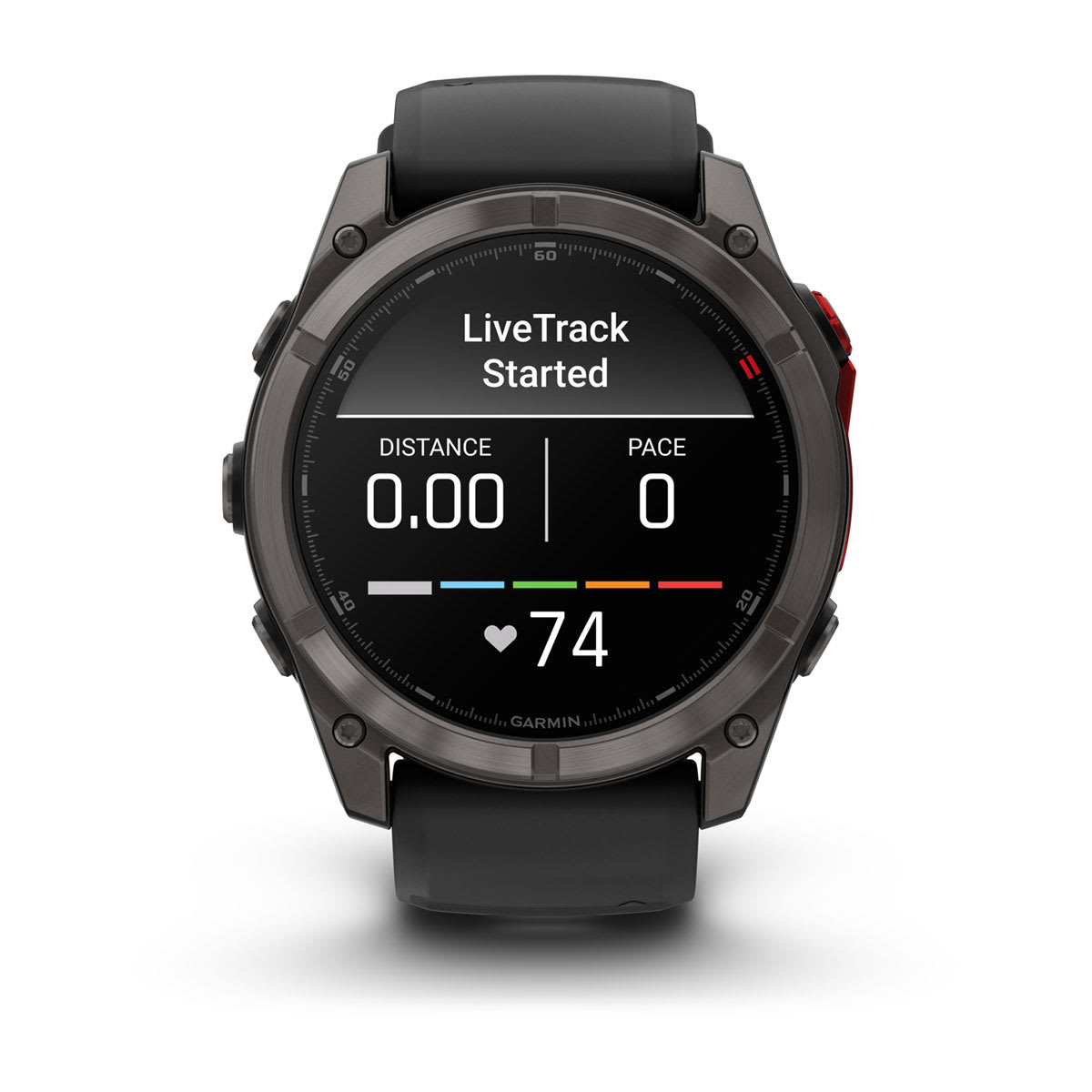 fēnix® 8 Pro – 51 mm, MicroLED, Sapphire, Carbon Grey DLC-titanium med Svart/Pebble Grey silikonarmband – Garmin
