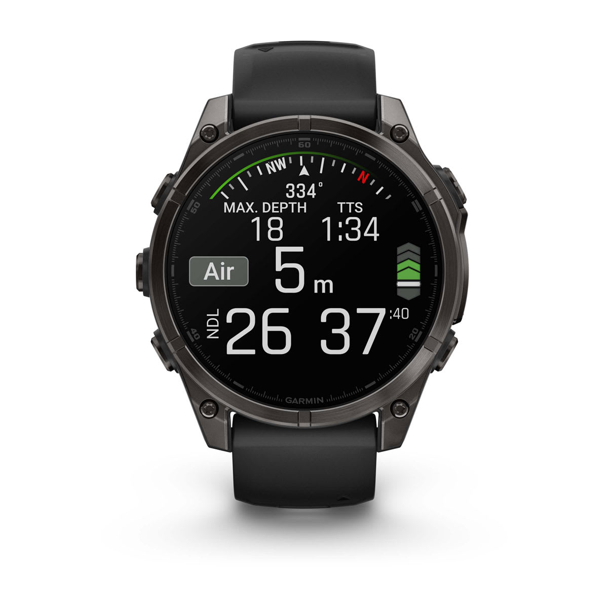 fēnix® 8 – 47 mm, AMOLED, Sapphire, Carbon Grey DLC-titanium med Svart/Pebble Grey silikonarmband – Garmin