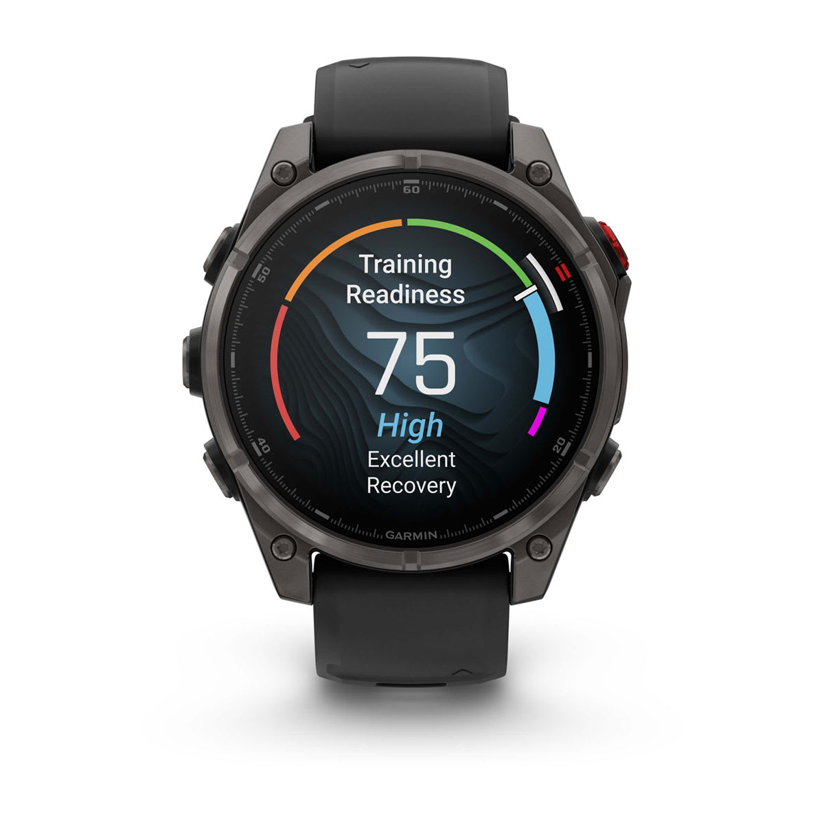 fēnix® 8 Pro – 47 mm, AMOLED, Sapphire, Carbon Grey DLC-titanium med Svart/Pebble Grey silikonarmband – Garmin