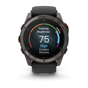 fēnix® 8 Pro – 51 mm, AMOLED, Sapphire, Carbon Grey DLC-titanium med Svart/Pebble Grey silikonarmband – Garmin