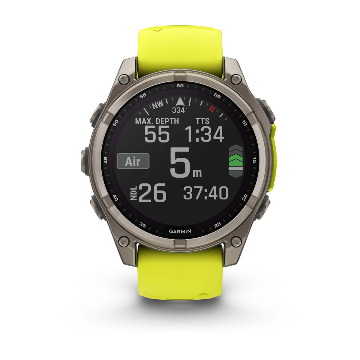 fēnix® 8 – 47 mm, Solar, Sapphire, Titanium med Amp Yellow/Graphite silikonarmband – Garmin