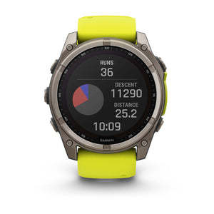 fēnix® 8 – 51 mm, Solar, Sapphire, Titanium med Amp Yellow/Graphite silikonrem – Garmin