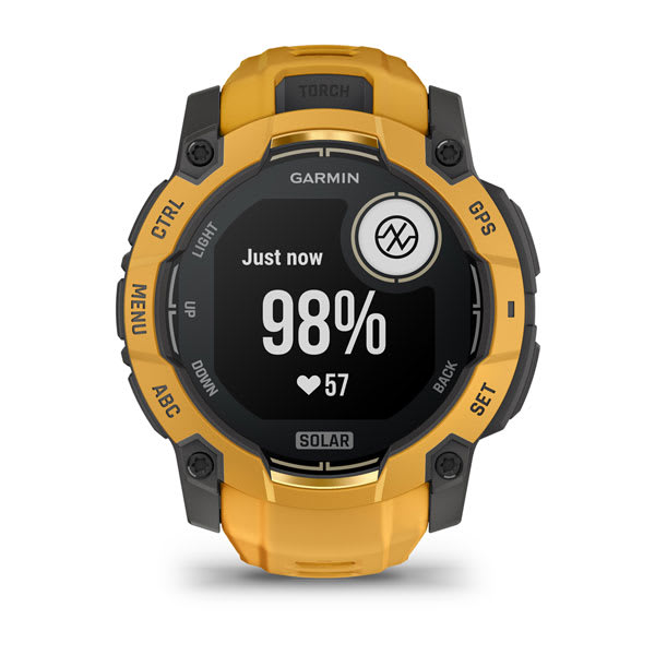 Instinct® 3 – 50 mm, Solar, Sunburst med Sunburst/Grey rem – Garmin