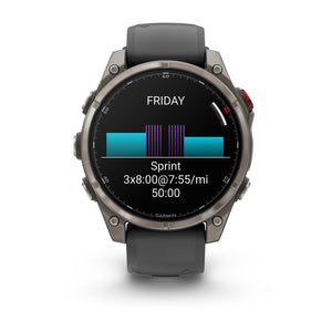 fēnix® 8 Pro – 47 mm, AMOLED, Sapphire, titan med silikonarmband i Graphite/Svart – Garmin