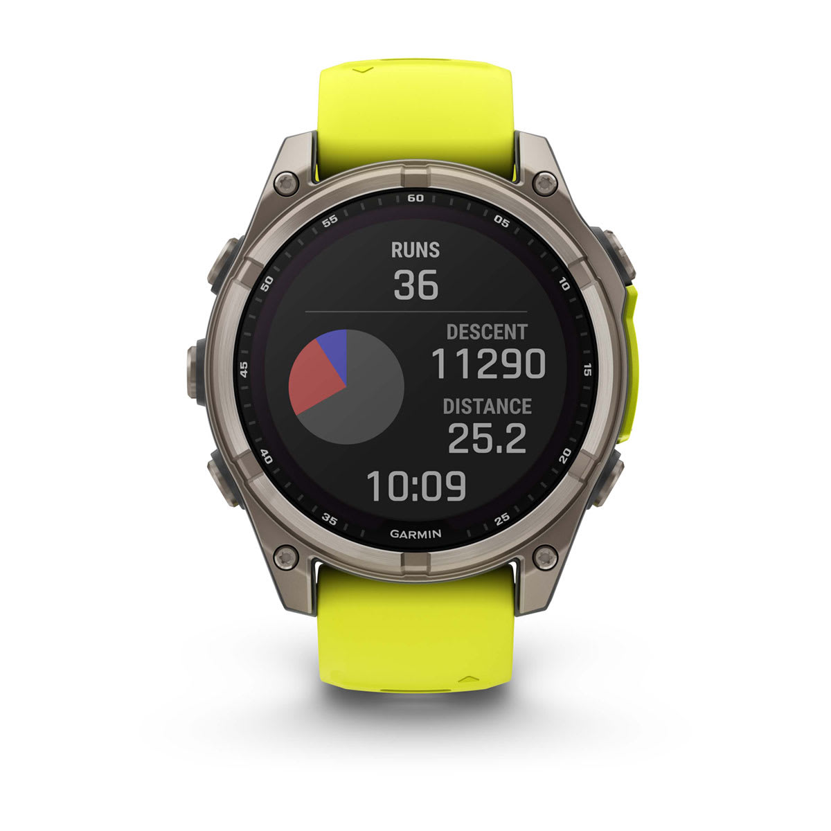 fēnix® 8 – 47 mm, Solar, Sapphire, Titanium med Amp Yellow/Graphite silikonarmband – Garmin