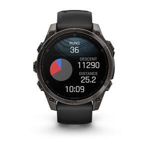 fēnix® 8 – 47 mm, AMOLED, Sapphire, Carbon Grey DLC-titanium med Svart/Pebble Grey silikonarmband – Garmin