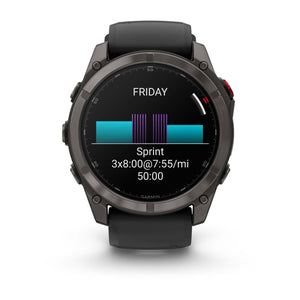 fēnix® 8 Pro – 51 mm, AMOLED, Sapphire, Carbon Grey DLC-titanium med Svart/Pebble Grey silikonarmband – Garmin