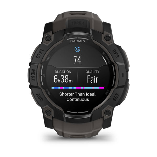 Instinct® 3 – 50 mm, AMOLED, Svart med Charcoal rem – Garmin