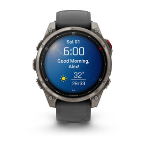 fēnix® 8 Pro – 47 mm, AMOLED, Sapphire, titan med silikonarmband i Graphite/Svart – Garmin