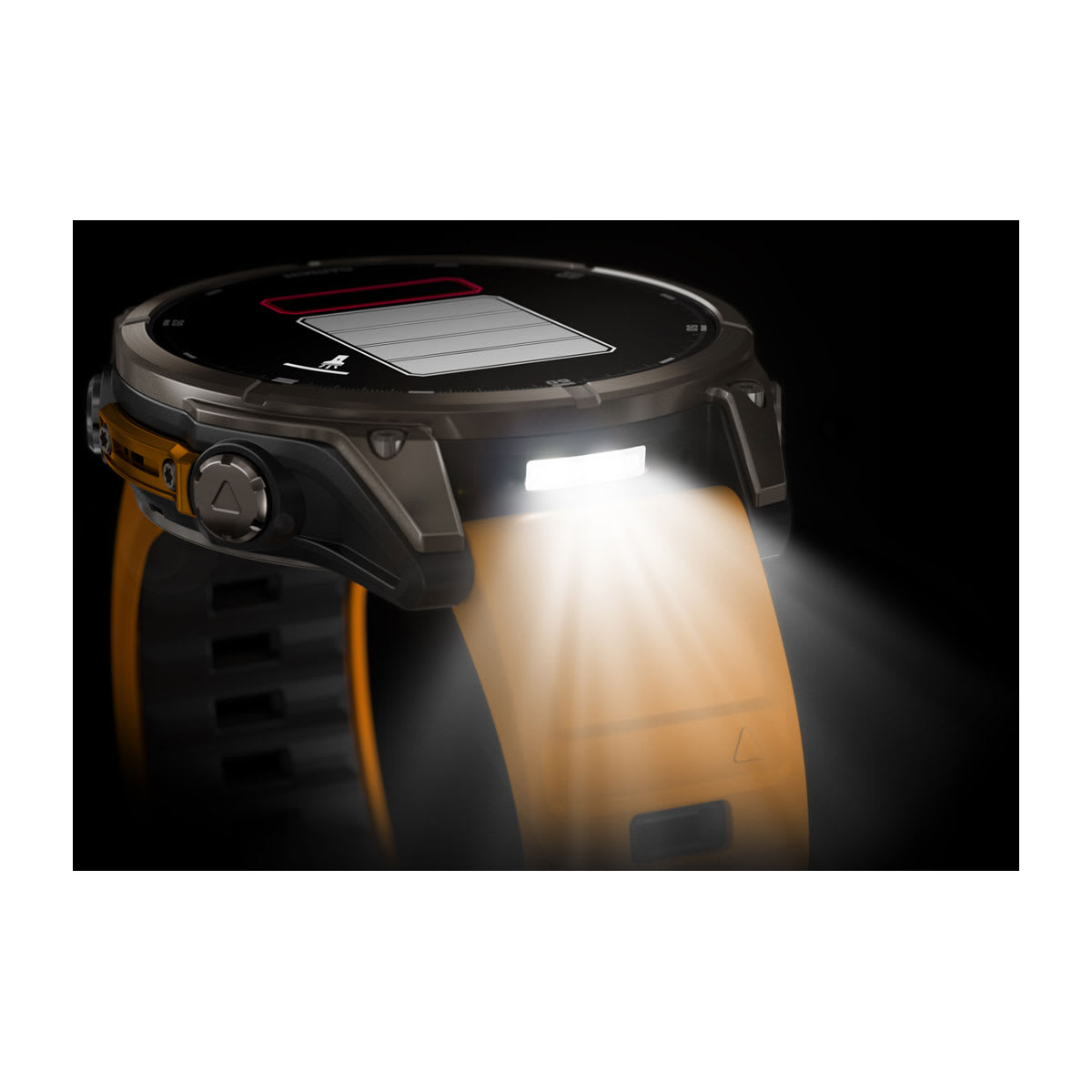 fēnix® 8 – 47 mm, AMOLED, Sapphire, Titanium med Spark Orange/Graphite silikonarmband – Garmin