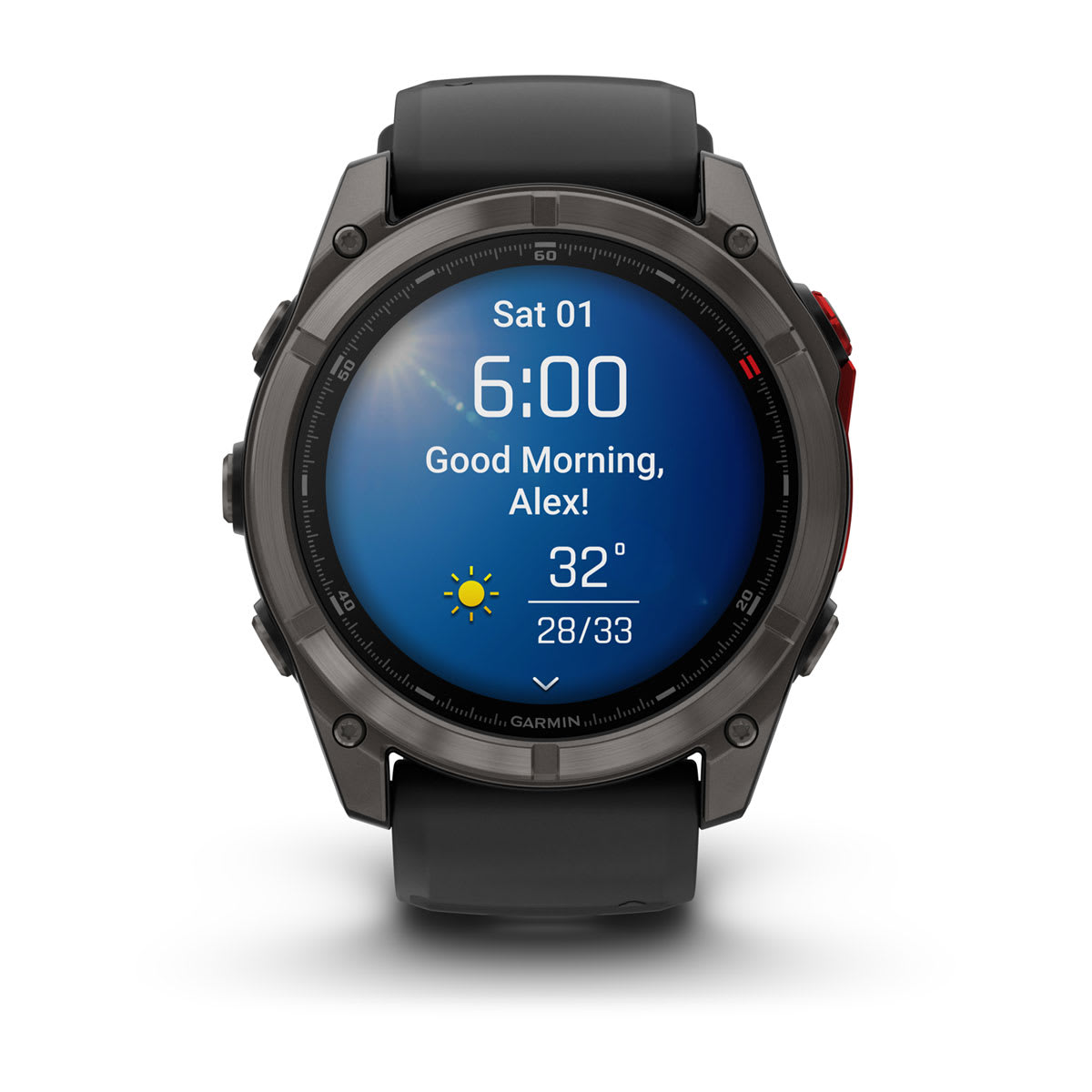 fēnix® 8 Pro – 51 mm, MicroLED, Sapphire, Carbon Grey DLC-titanium med Svart/Pebble Grey silikonarmband – Garmin