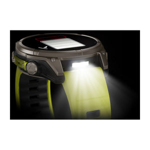 fēnix® 8 – 47 mm, Solar, Sapphire, Titanium med Amp Yellow/Graphite silikonarmband – Garmin