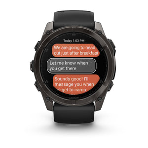 fēnix® 8 – 51 mm, AMOLED, Sapphire, Carbon Grey DLC med Svart/Pebble Grey silikonarmband – Garmin