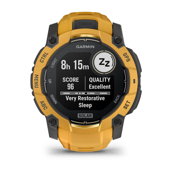 Instinct® 3 – 50 mm, Solar, Sunburst med Sunburst/Grey rem – Garmin