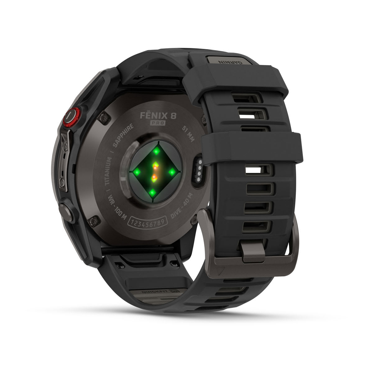 fēnix® 8 Pro – 51 mm, AMOLED, Sapphire, Carbon Grey DLC-titanium med Svart/Pebble Grey silikonarmband – Garmin