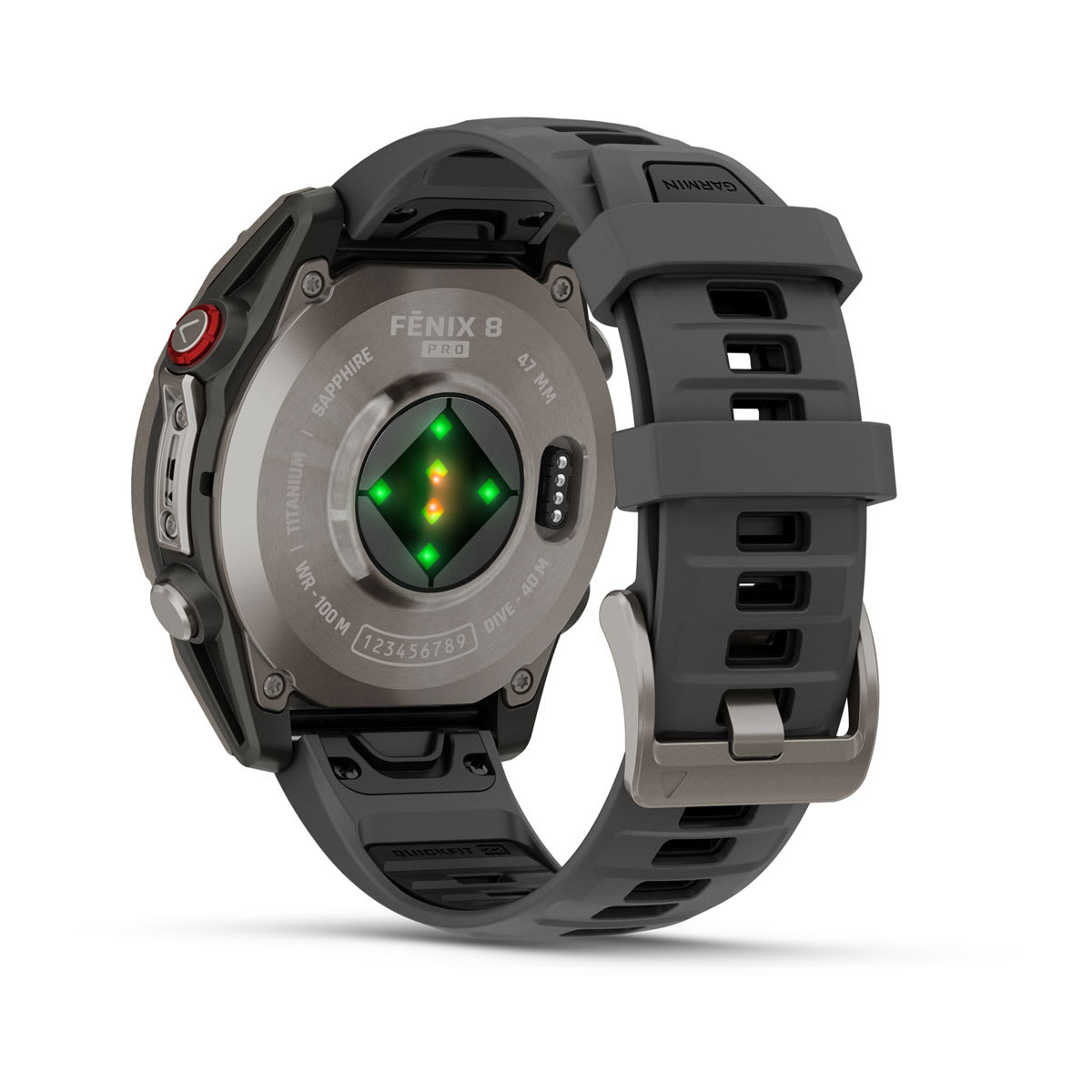 fēnix® 8 Pro – 47 mm, AMOLED, Sapphire, titan med silikonarmband i Graphite/Svart – Garmin