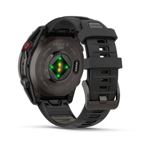 fēnix® 8 Pro – 47 mm, AMOLED, Sapphire, Carbon Grey DLC-titanium med Svart/Pebble Grey silikonarmband – Garmin