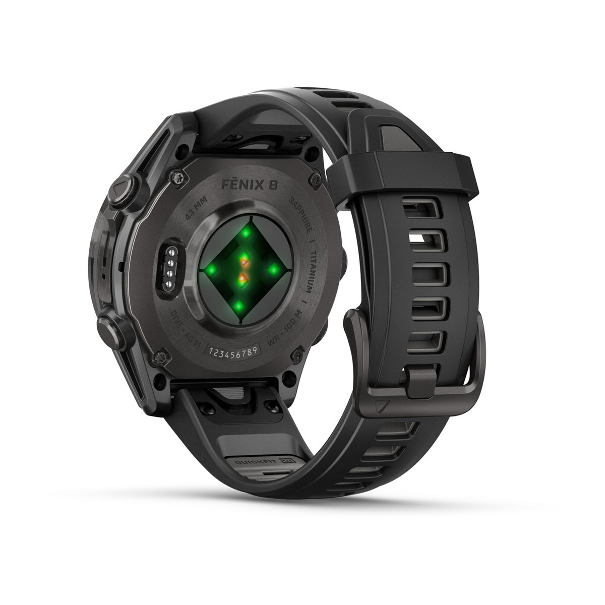 fēnix® 8 – 43 mm, AMOLED, Sapphire, Carbon Grey DLC-titanium med Svart/Pebble Grey silikonarmband – Garmin