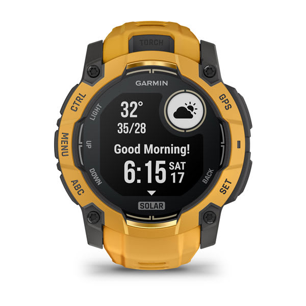 Instinct® 3 – 50 mm, Solar, Sunburst med Sunburst/Grey rem – Garmin