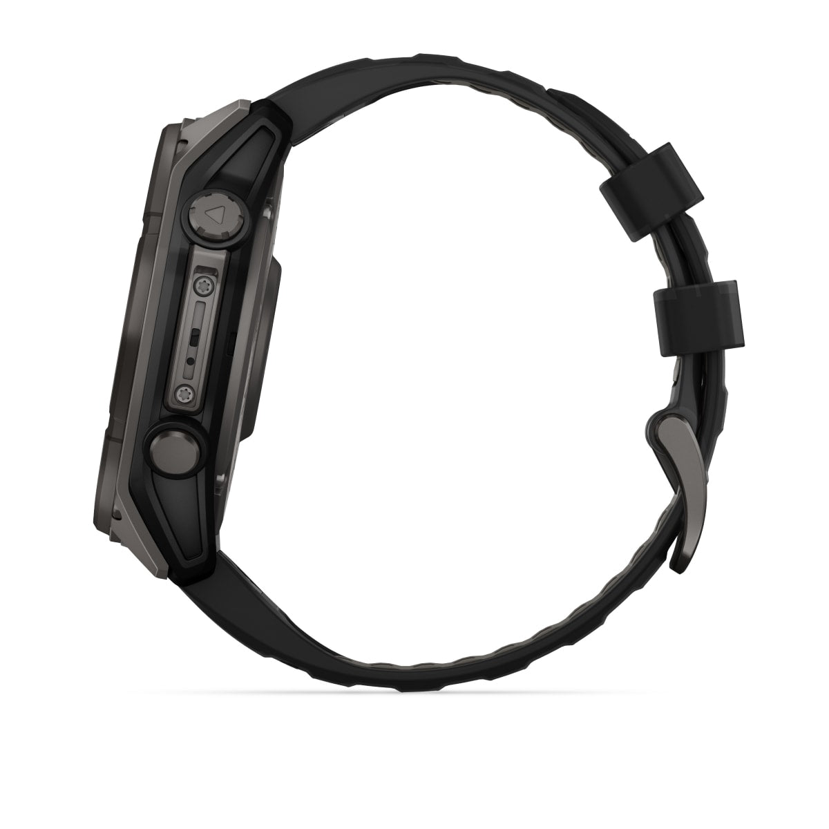 fēnix® 8 – 51 mm, Solar, Sapphire, Carbon Grey DLC-titanium med Svart/Pebble Grey silikonarmband – Garmin