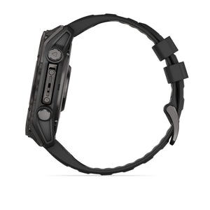 fēnix® 8 – 51 mm, AMOLED, Sapphire, Carbon Grey DLC med Svart/Pebble Grey silikonarmband – Garmin