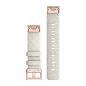 QuickFit® 20 klockarmband, Crememelerad nylon, Roséguld Hardware – Garmin