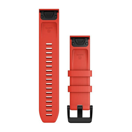QuickFit® 22 klockarmband, Laser Red, Svart hardware i rostfritt stål – Garmin