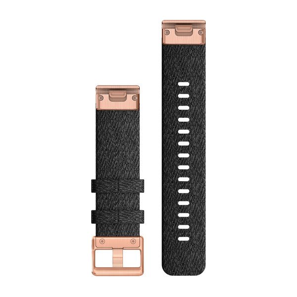 QuickFit® 20 Klockarmband Svartmelerad Nylon Roséguld Hardware – Garmin