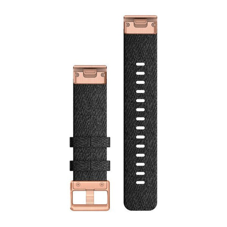 QuickFit® 20 Klockarmband Svartmelerad Nylon Roséguld Hardware – Garmin