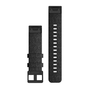 QuickFit® 20 klockarmband, Svartmelerad nylon, Svart hårdvara – Garmin