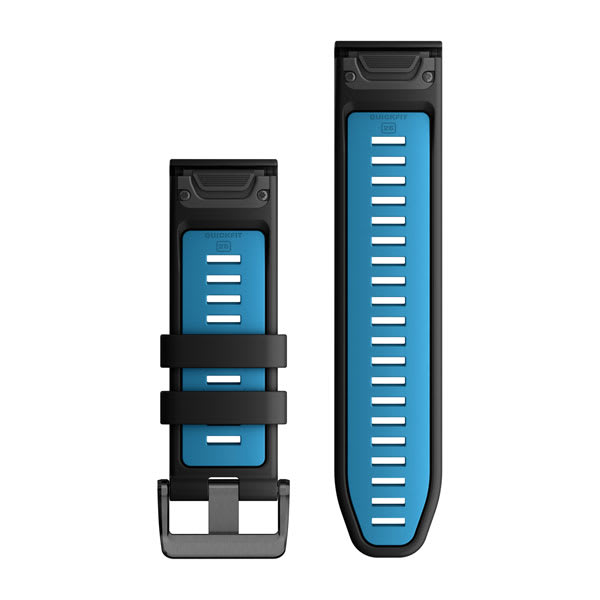 QuickFit® 26 Klockarmband Svart/Cirrus Blue Silikon – Garmin