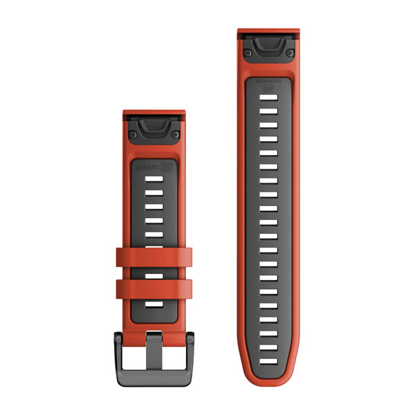 Quickfit 22 mm Armband, Flame Red/Graphite Silikon – Garmin