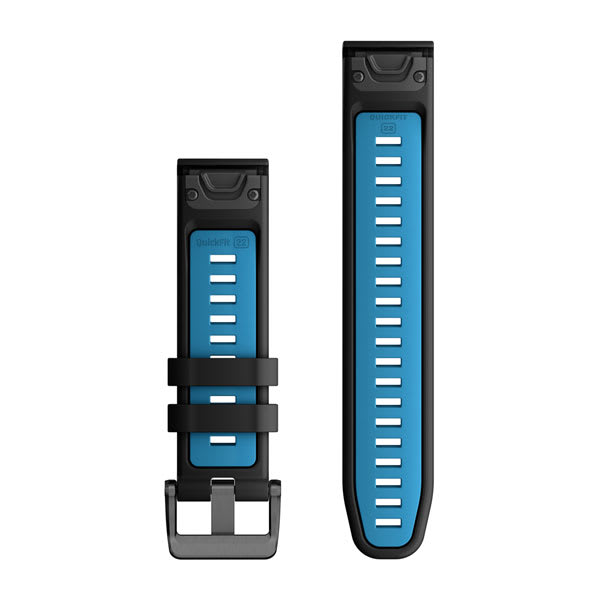 Quickfit 22 mm Klockarmband Svart/Cirrus Blue Silikon – Garmin