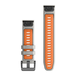 Quickfit 22 mm Klockarmband Fog Gray/Ember Orange Silikon – Garmin