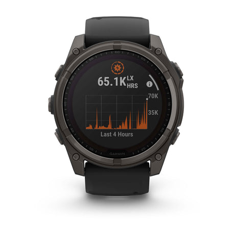 fēnix® 8 – 51 mm, Solar, Sapphire, Carbon Grey DLC-titanium med Svart/Pebble Grey silikonarmband – Garmin