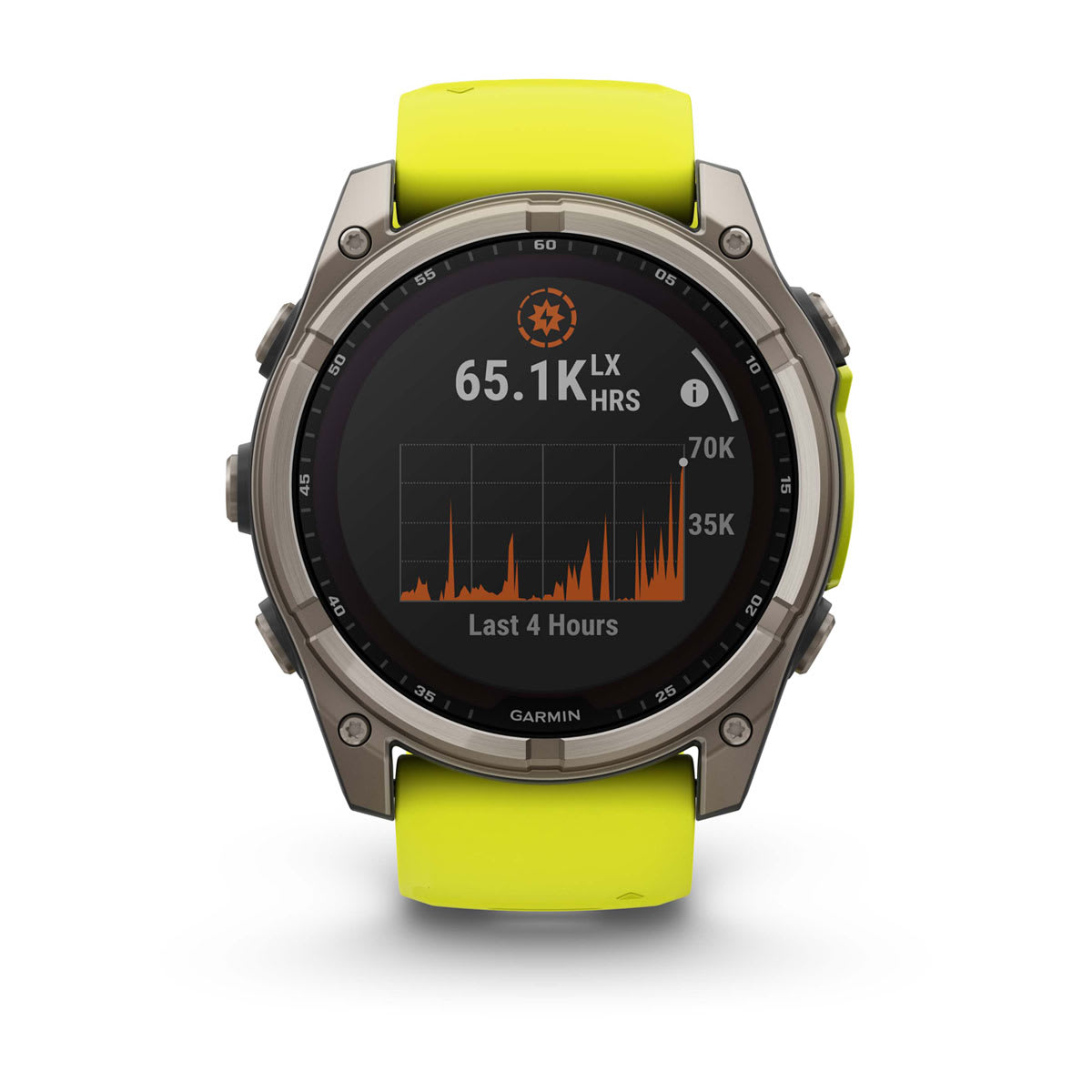fēnix® 8 – 51 mm, Solar, Sapphire, Titanium med Amp Yellow/Graphite silikonrem – Garmin