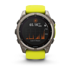 fēnix® 8 – 51 mm, Solar, Sapphire, Titanium med Amp Yellow/Graphite silikonrem – Garmin