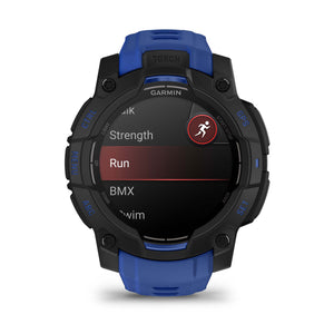 Instinct® 3 – 45 mm, AMOLED, Svart med Bolt Blue/Svart rem – Garmin