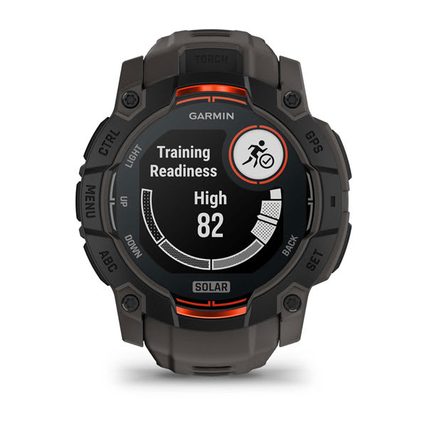 Instinct® 3 – 50 mm, Solar, Svart med Charcoal Rem – Garmin